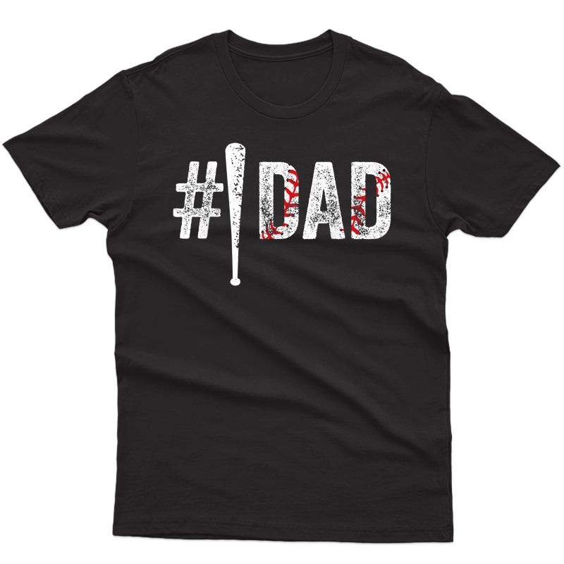S #1 Dad T Shirt Number One Daddy Gift From Son Baseball Lover