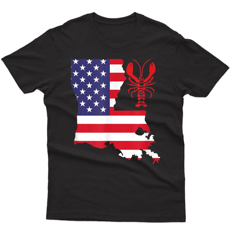 S Louisiana Crawfish American Flag Crawdad Party T-shirt