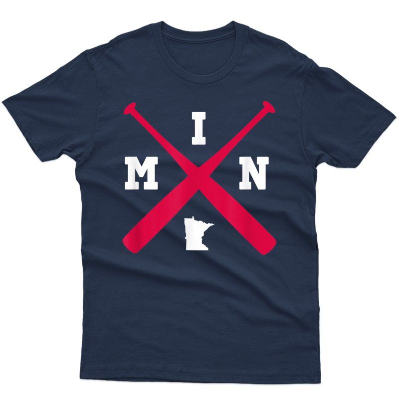 Minnesota Baseball Bats Mn State Outline T-shirt