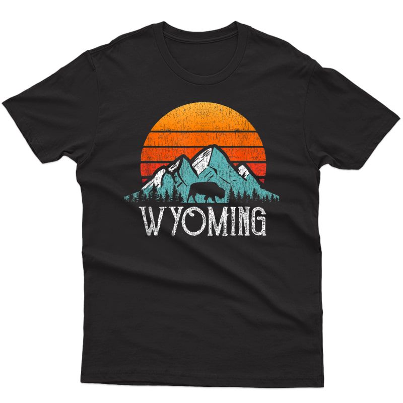 Retro Wing Wy Mountains State Wildlife Sunset T-shirt