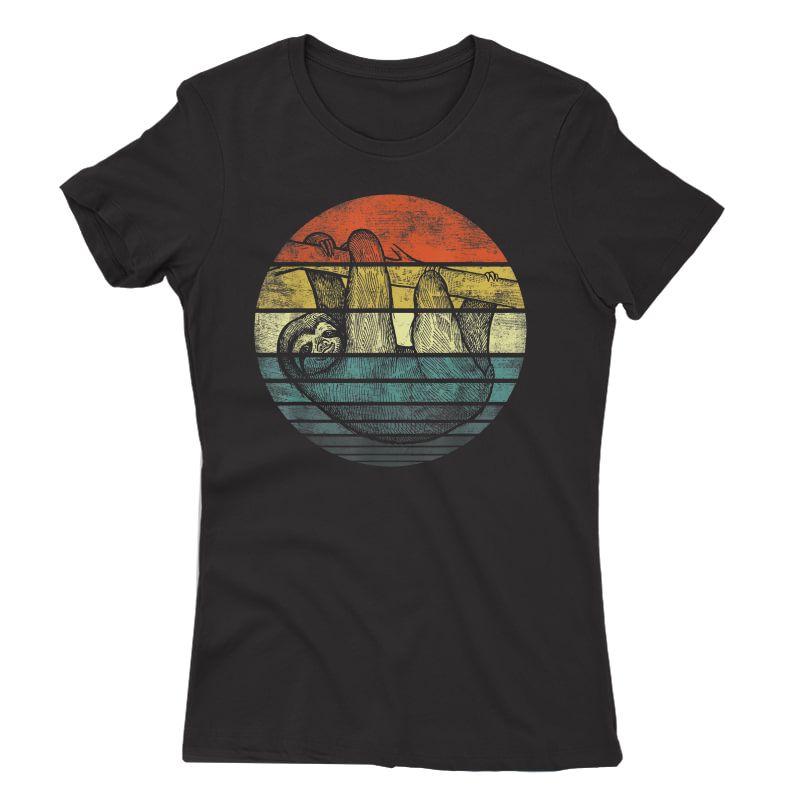 Sloth Lover Gifts Retro Sunset Funny Animal Sloth Silhouette T-shirt
