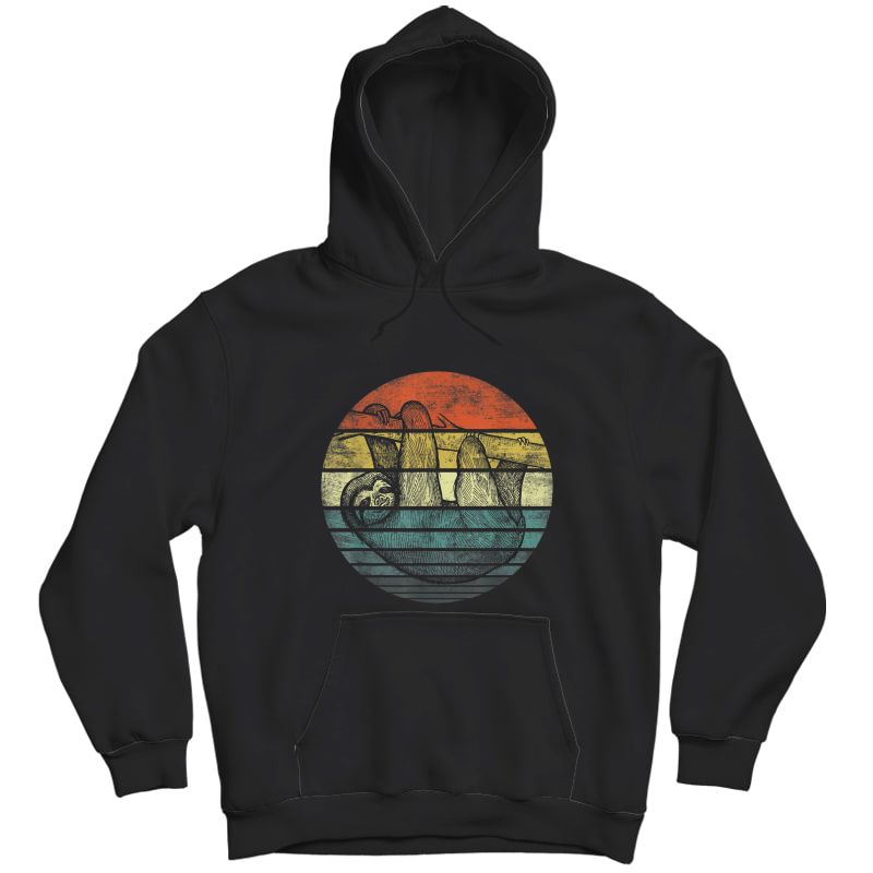 Sloth Lover Gifts Retro Sunset Funny Animal Sloth Silhouette T-shirt Unisex Pullover Hoodie