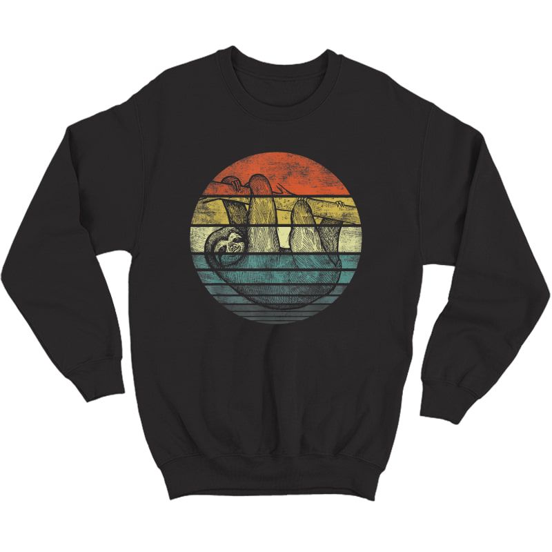 Sloth Lover Gifts Retro Sunset Funny Animal Sloth Silhouette T-shirt Crewneck Sweater