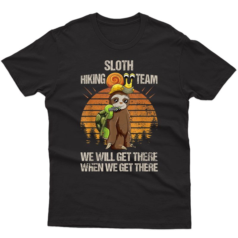 Sloth Snail Turtle Hiking Team Fun Vintage Gift Retro T-shirt
