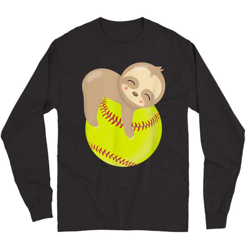Sloth Softball Shirt - Funny Cute Animal Lover Gift Long Sleeve T-shirt