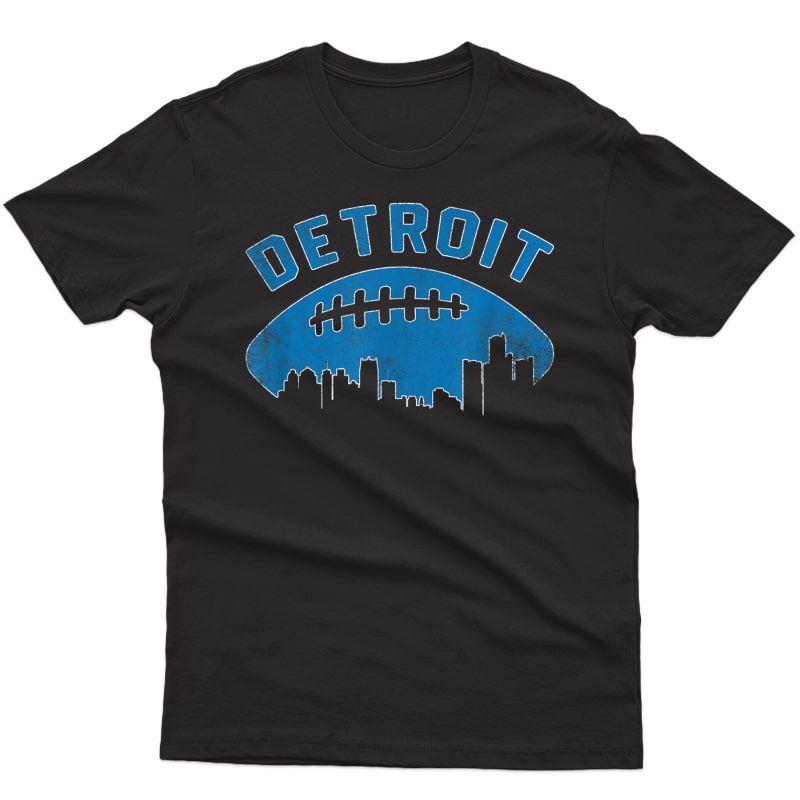 Vintage Detroit Michigan Cityscape Retro Football T-shirt