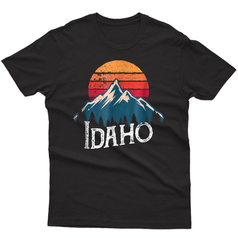 Vintage Idaho Id Mountains Outdoor Wildness Retro T-shirt