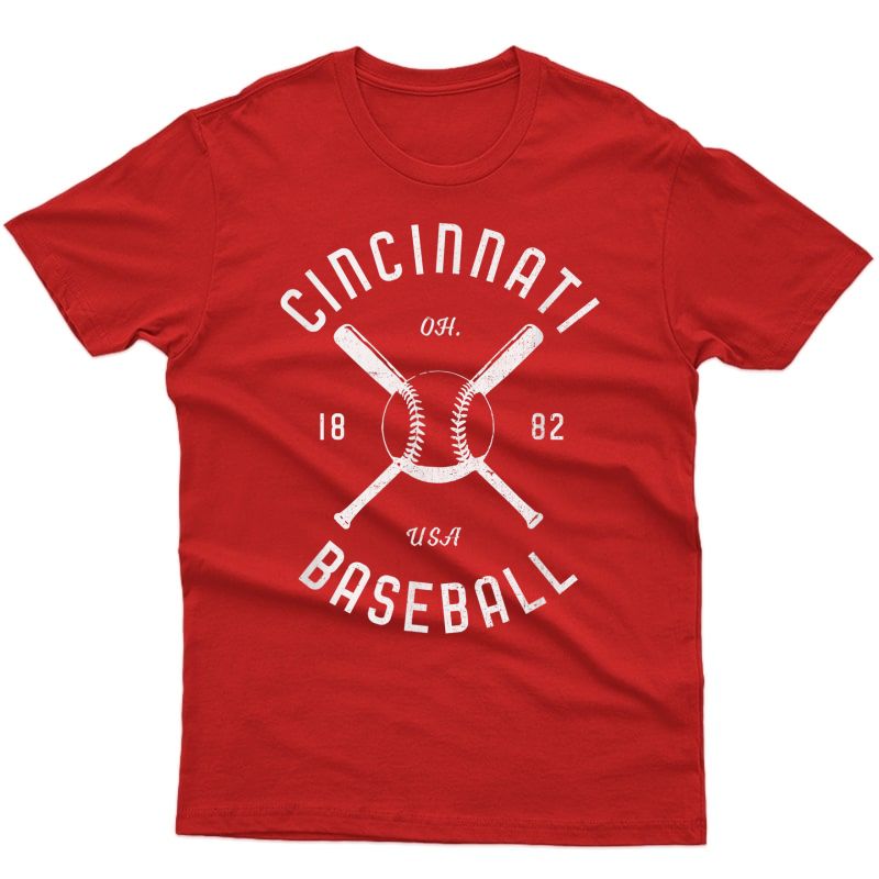 Vintage-look Distressed Cincinnati 1882 Baseball Ohio Usa Shirts