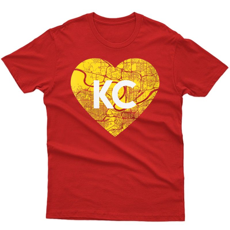  I Love Kansas City Football Kc Heart Map T-shirt